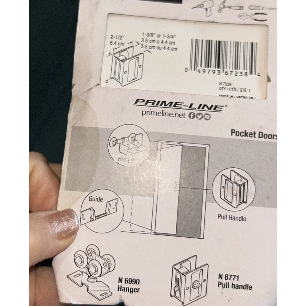 PRIME-LINE N 7238 SATIN NICKEL, POCKET DOOR PULL 1-3/8
